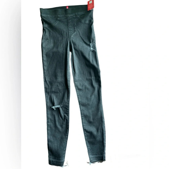 Spanx Vintage Distressed Ankle Skinny Jeans M Black NEW Size XS - Picture 2 of 7